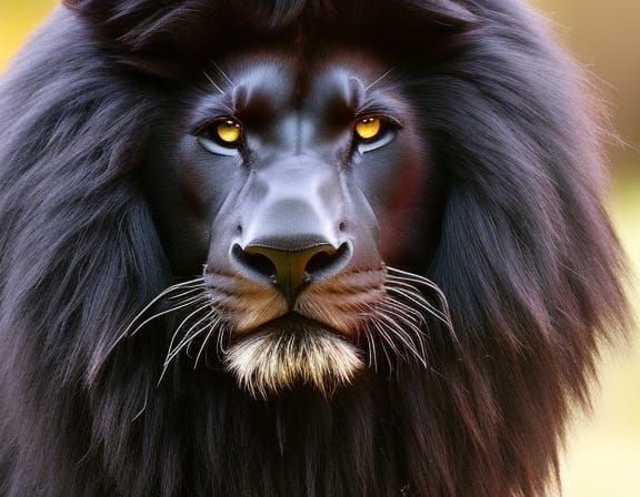 Luxurious rare black long haired lion