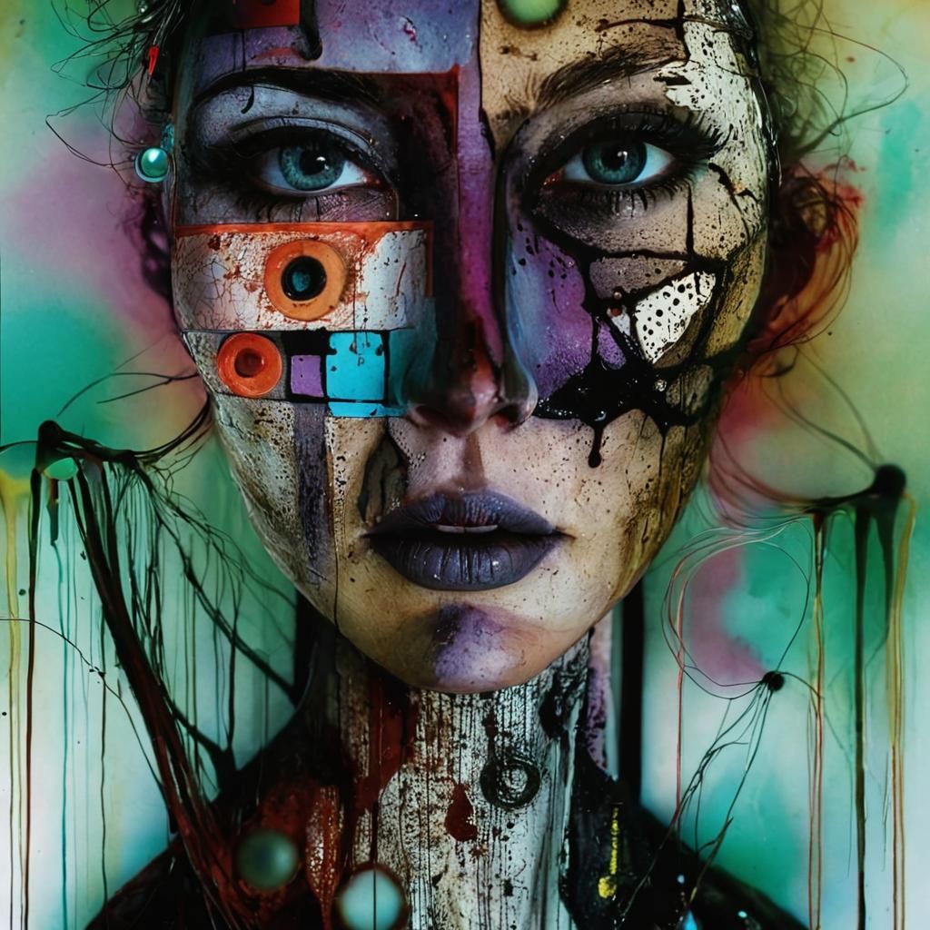 Intricate Portrait of Woman with Purple Eyes