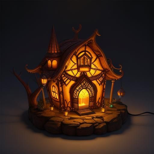 Whimsical Cosmic Lamp House with Ethereal Glow