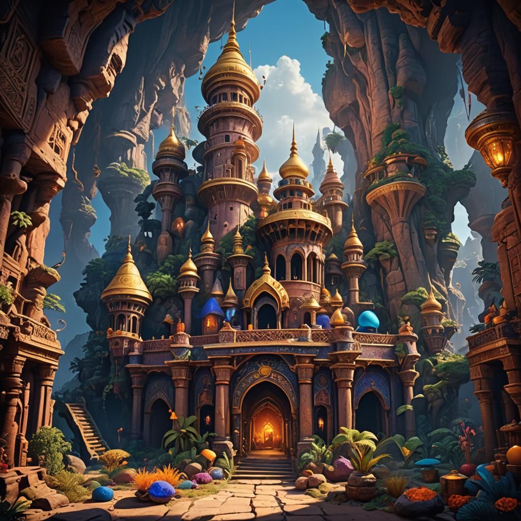 Aladdin's Cave of Wonders: Detailed Matte Painting