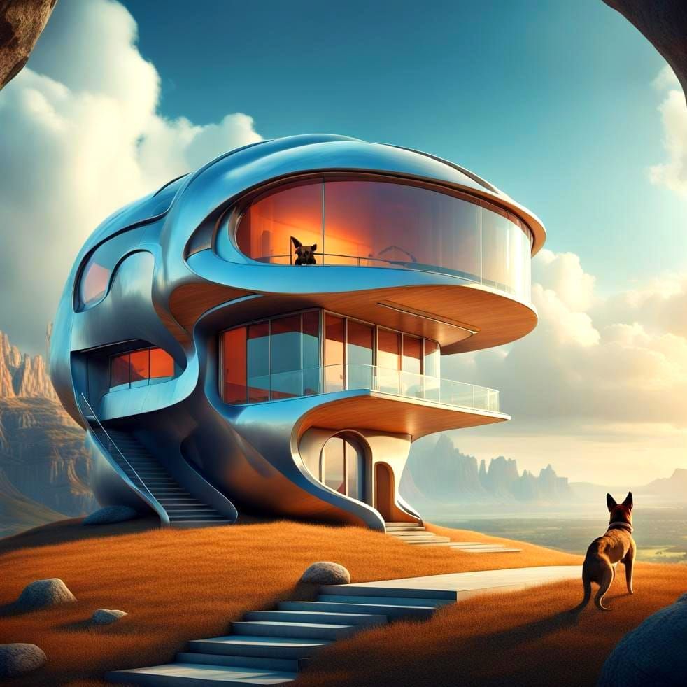 Futuristic Dog Palace in Avant-Garde Style