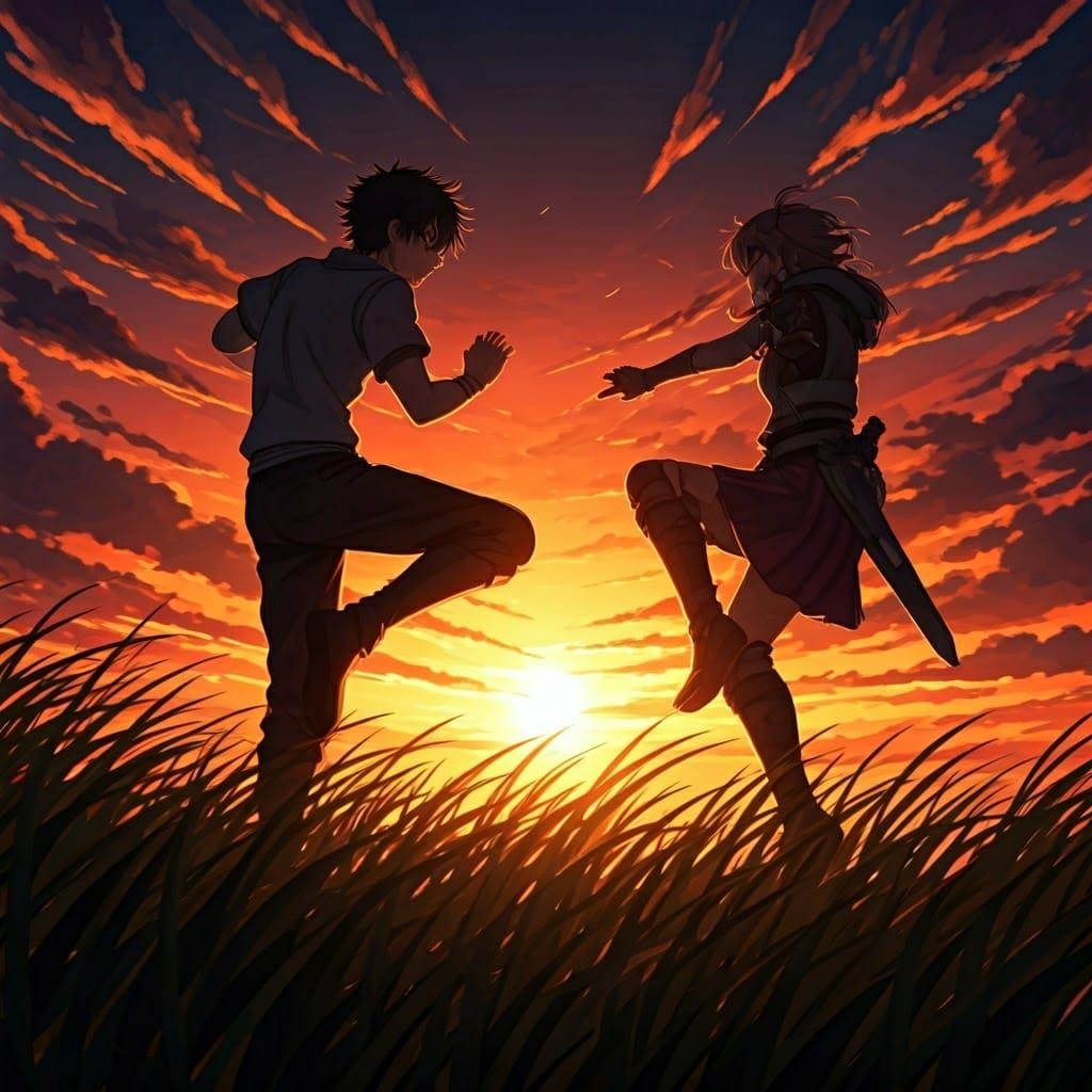 Anime Duel at Sunset: Epic Clash of Heroes