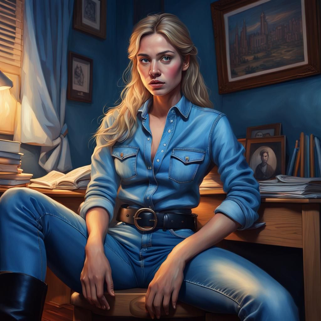 Hyperrealistic Cinderella as Student Studying Late at Night