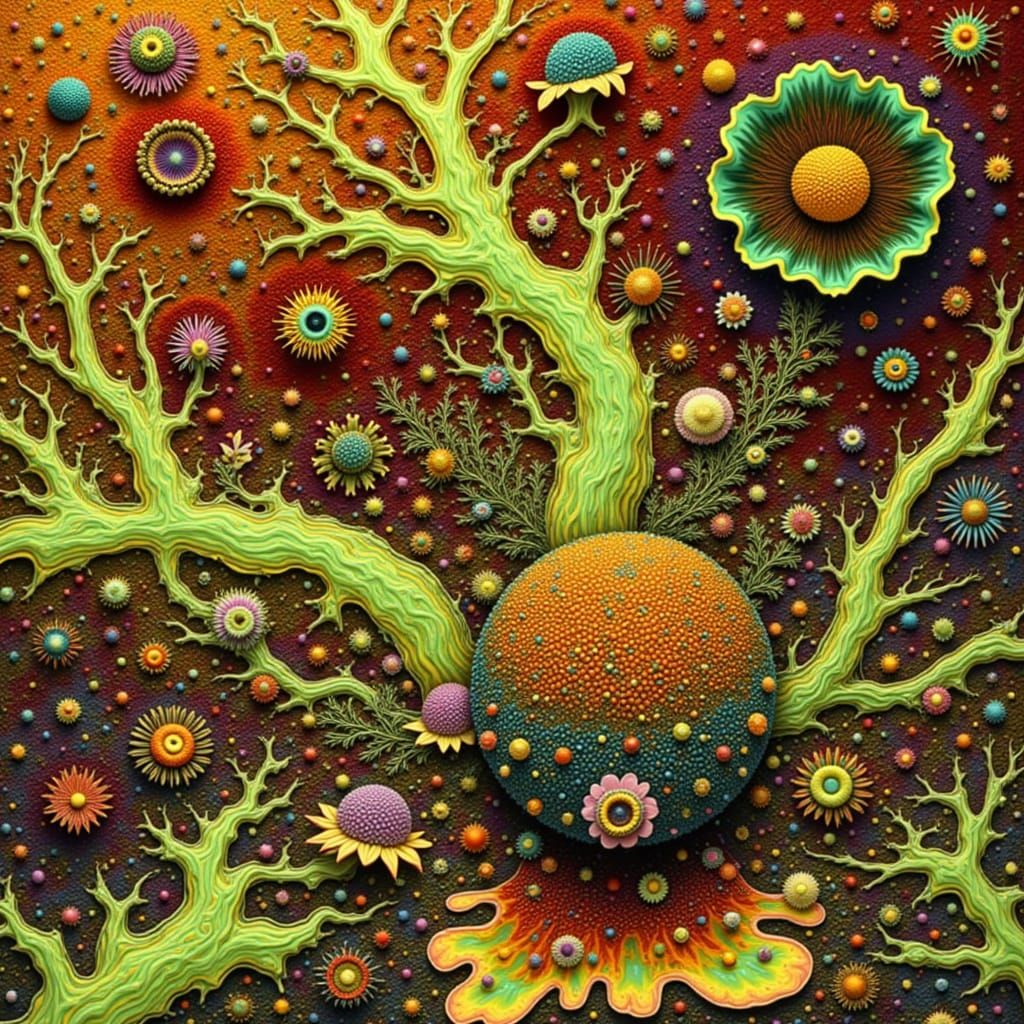 Psychedelic Poppy Bleeding into a Puddle