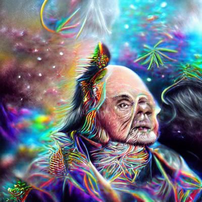Adams and Sitting Bull: Cosmic Encounter in Astral Art