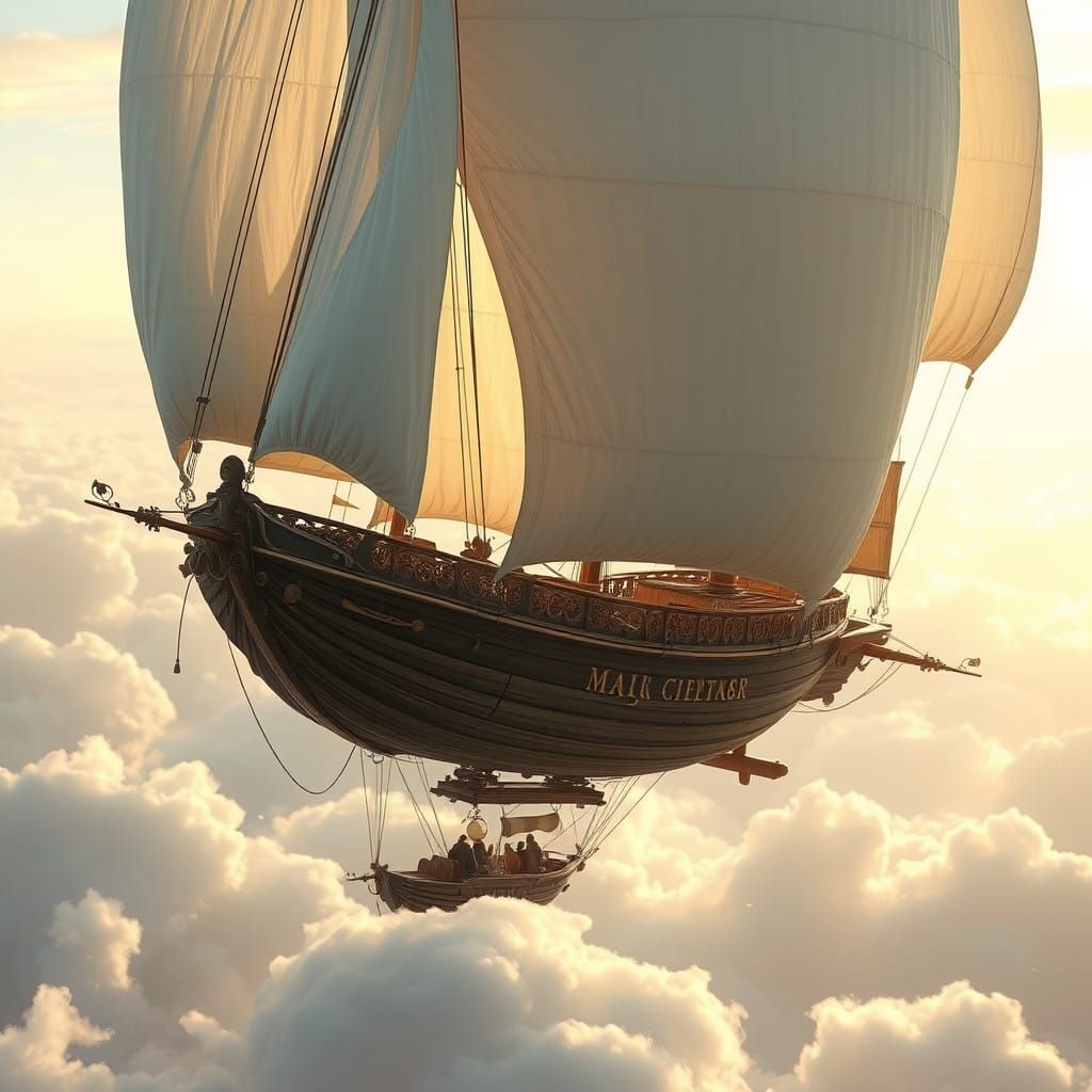 Ethereal Magicraft Airship in Whimsical Style