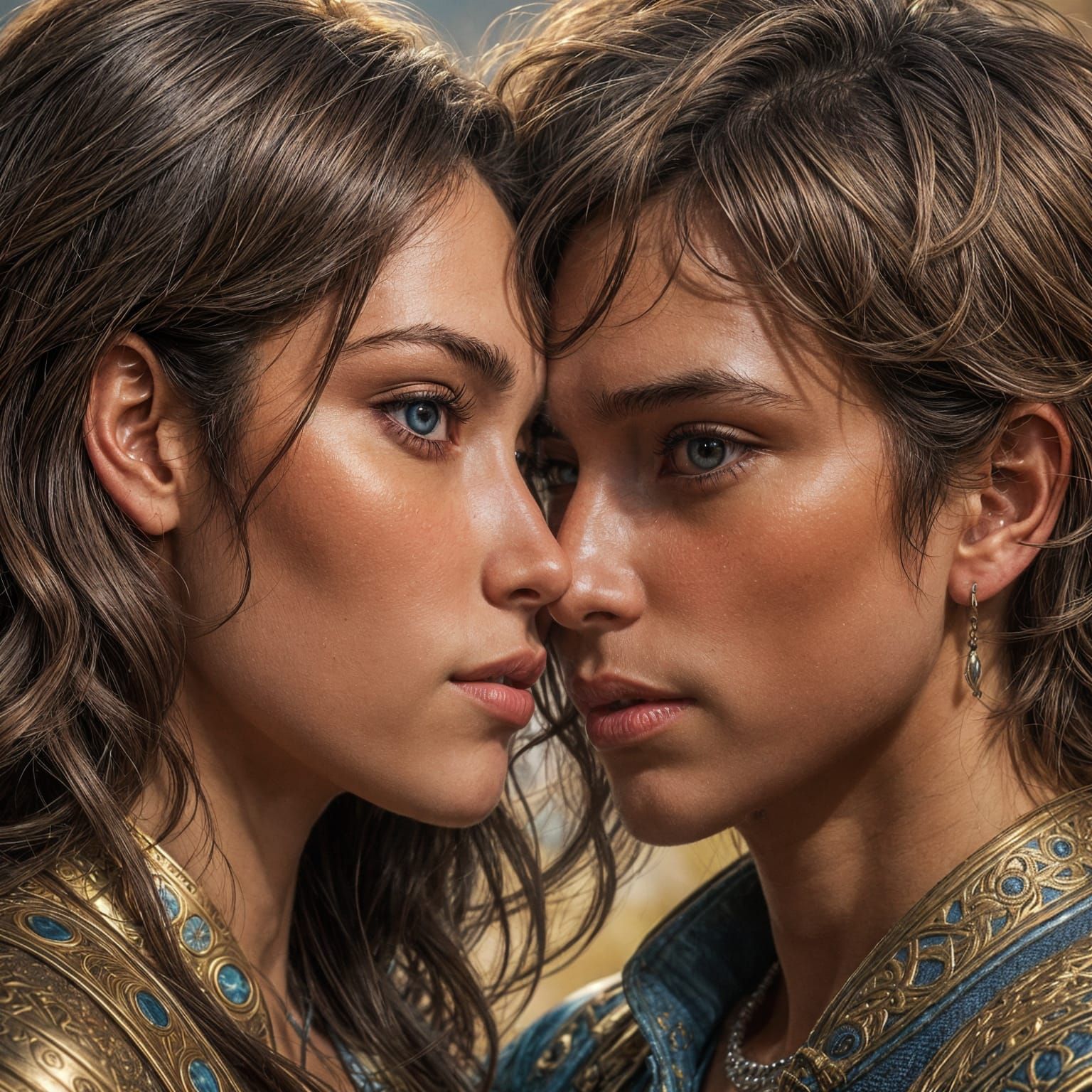 Girl Kisses Boy: Detailed Digital Portrait