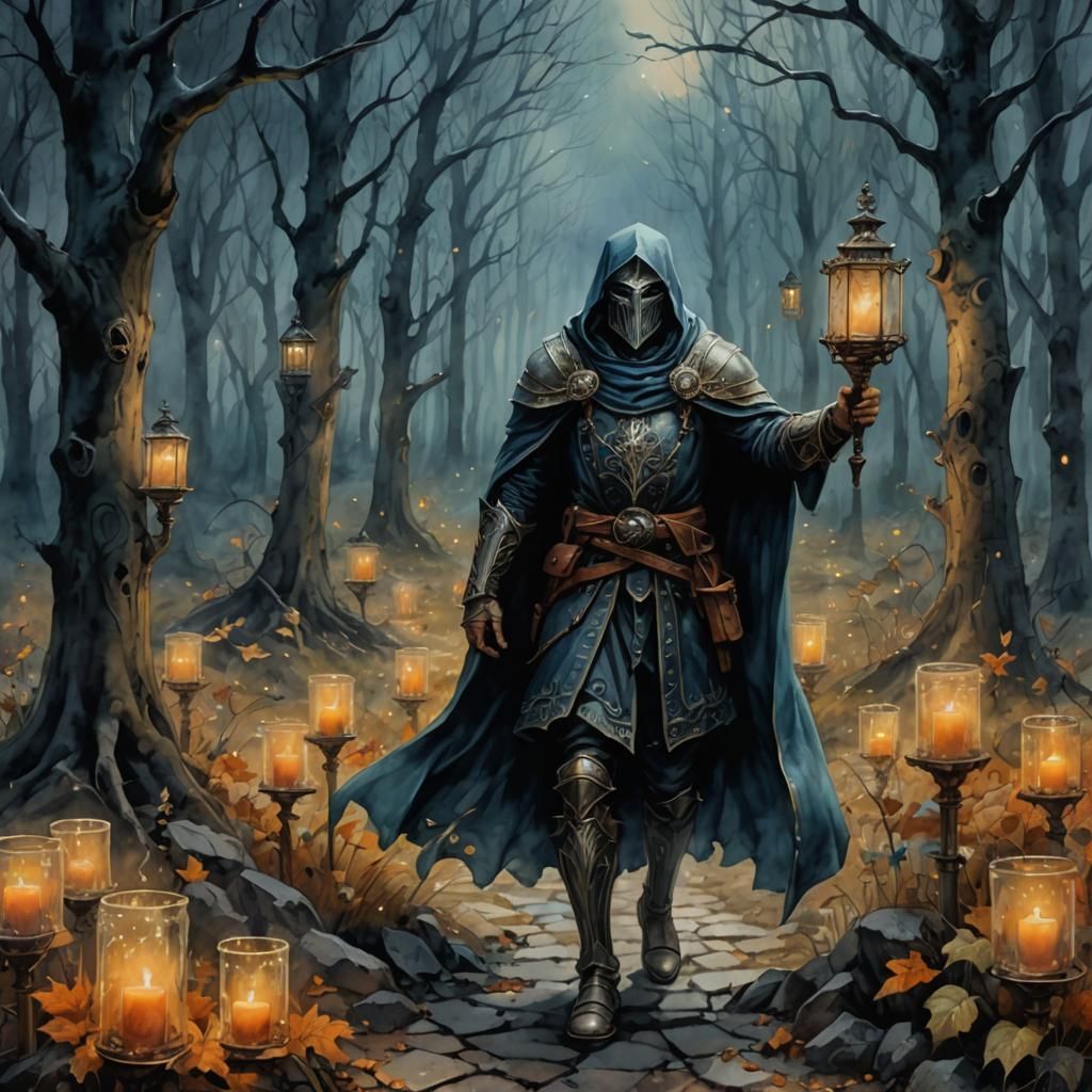 Ethereal Spirit in Pumpkin-Lit Room