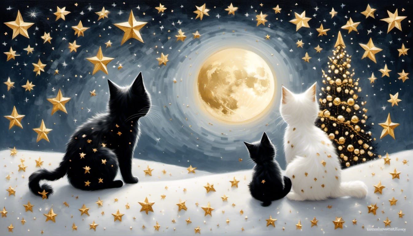 <lora:Glitter and Diamonds:1.0> two black,white chibi kitten...