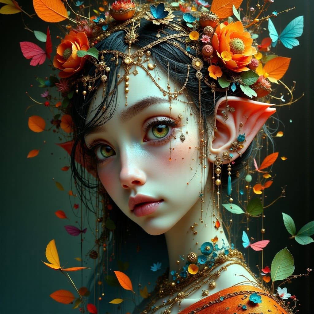 Hyper-Realistic Portrait in Art Nouveau Style