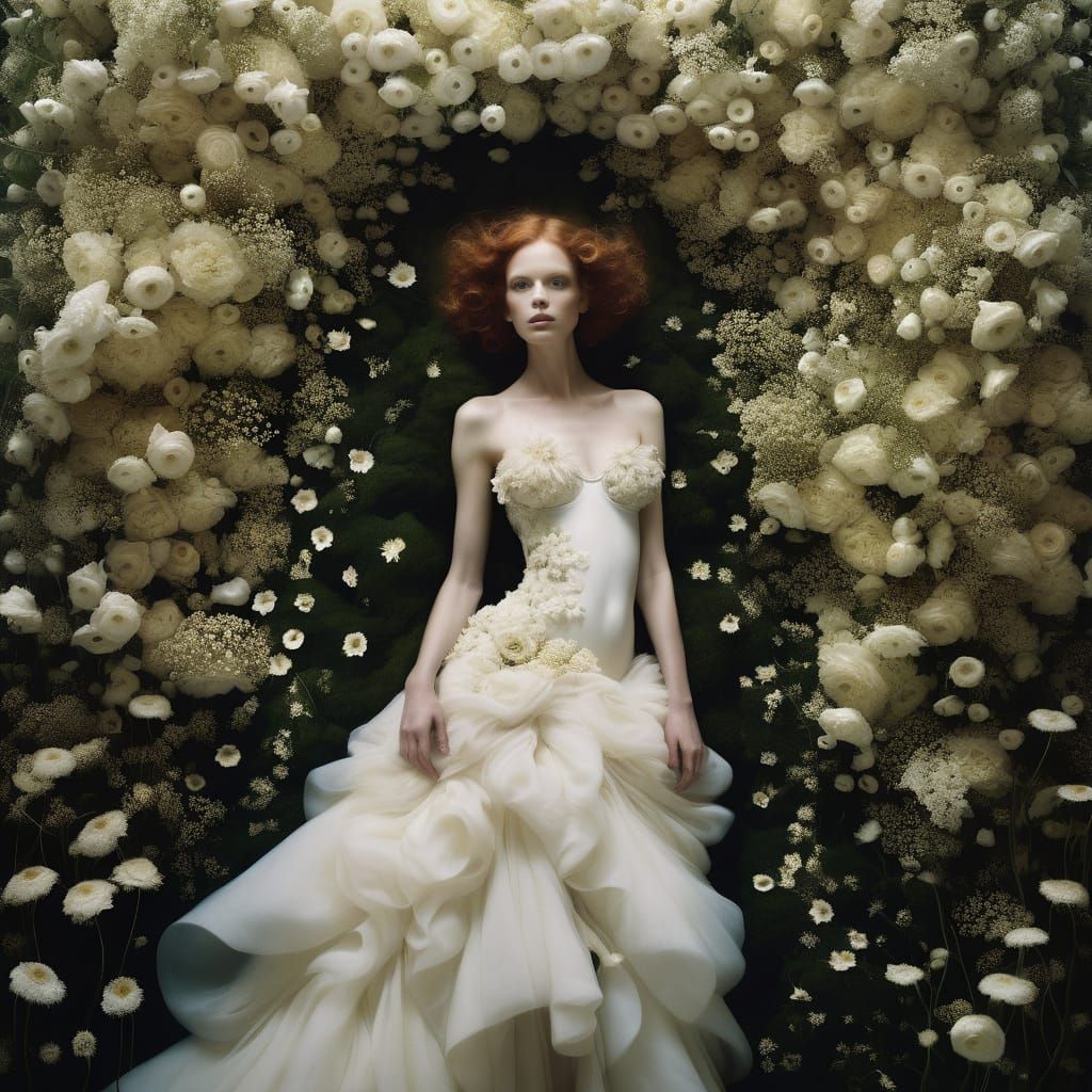 Floral Portrait Inspired by Gustav Klimt's Style