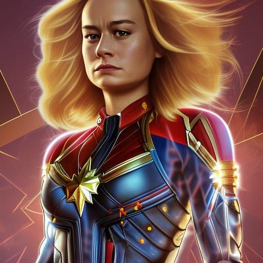 Hyperrealistic Captain Marvel Digital Illustration