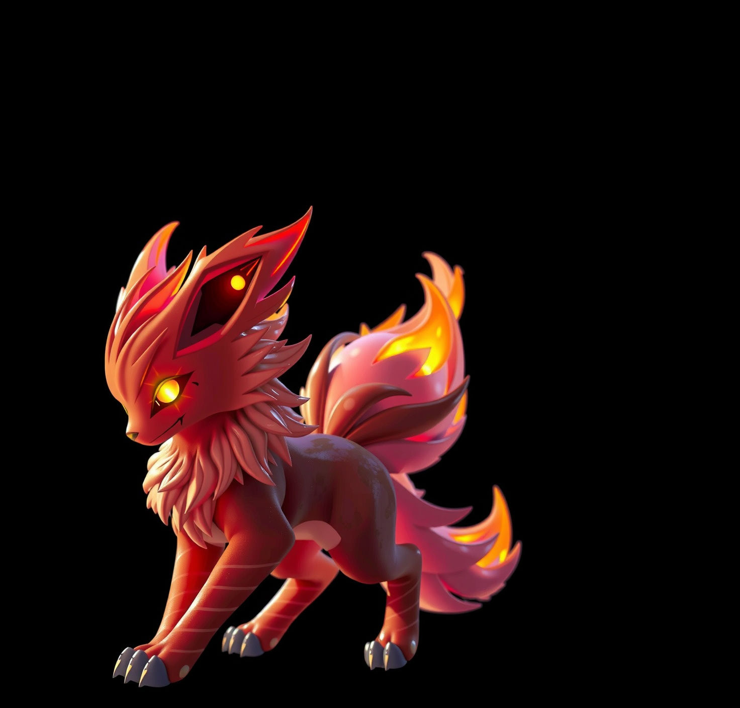 Majestic 3D Flareon With Glowing Fire Eyes