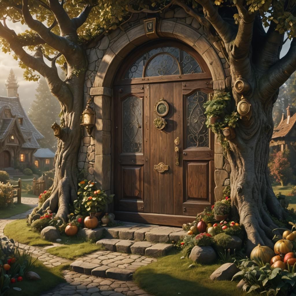 Country House Door with Dwarfs: Digital Matte Painting