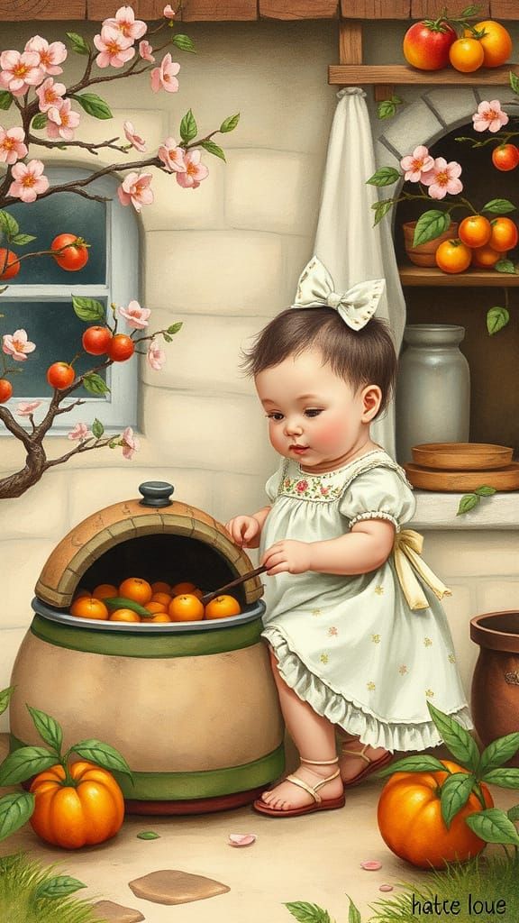 Charming Baby Chef: Whimsical Illustration
