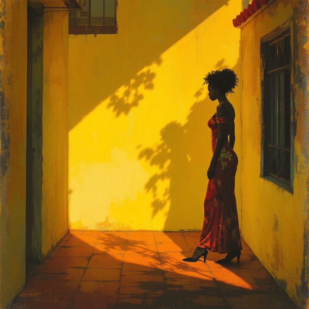 Sunlit Streets with Architectural Shadows in Warm Tones