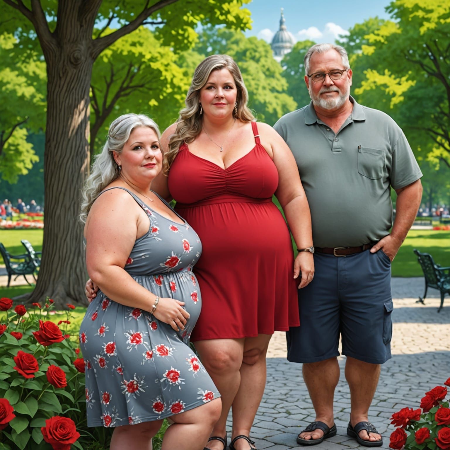 Realistic Image of Plus-Size Woman in Park