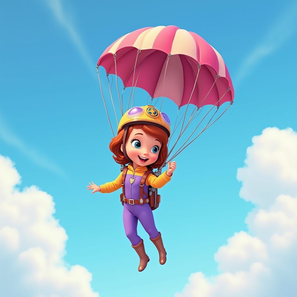 Sofia the First Skydiving in Whimsical Style