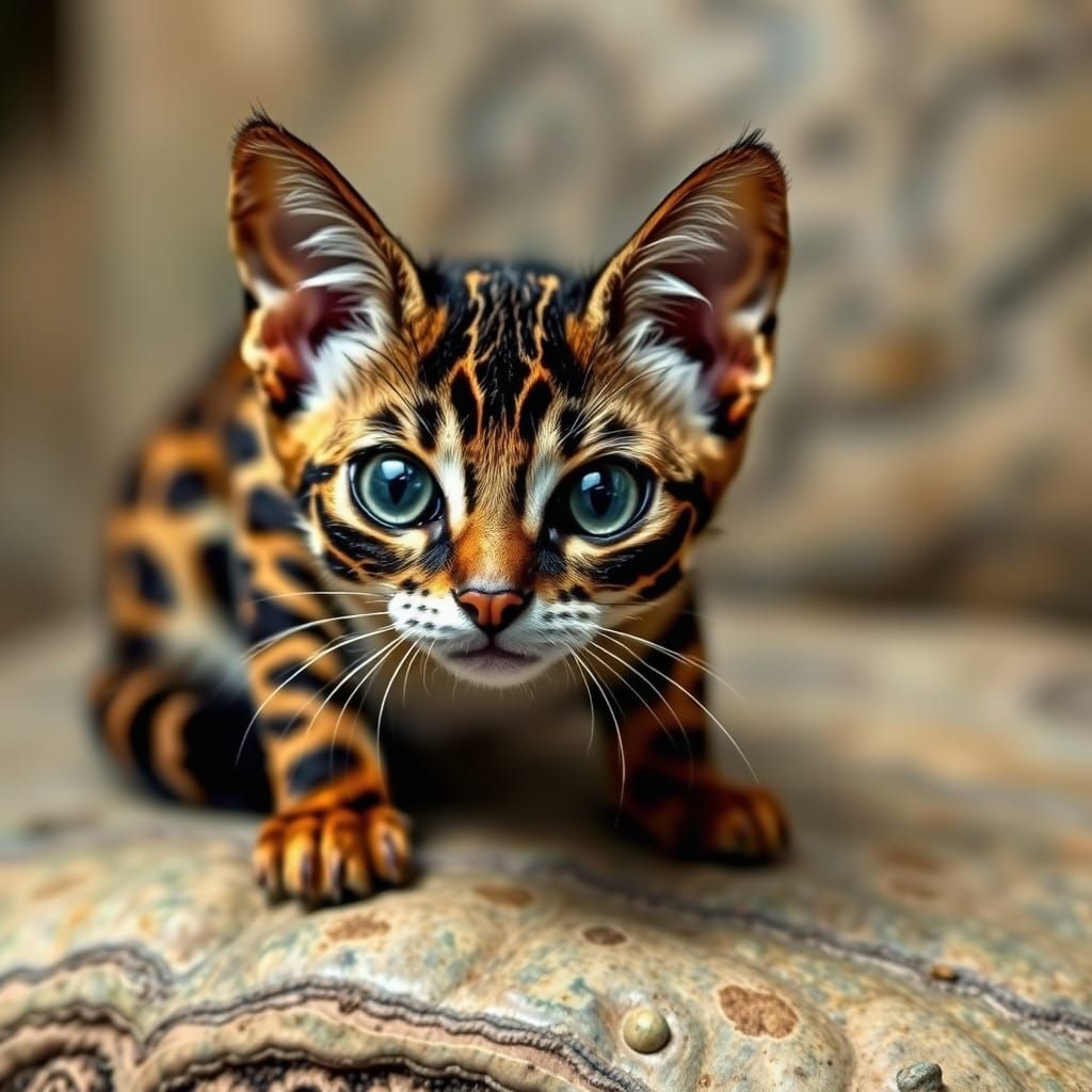 Enchanted Leather Empusa in Vibrant Spotted Folk Art