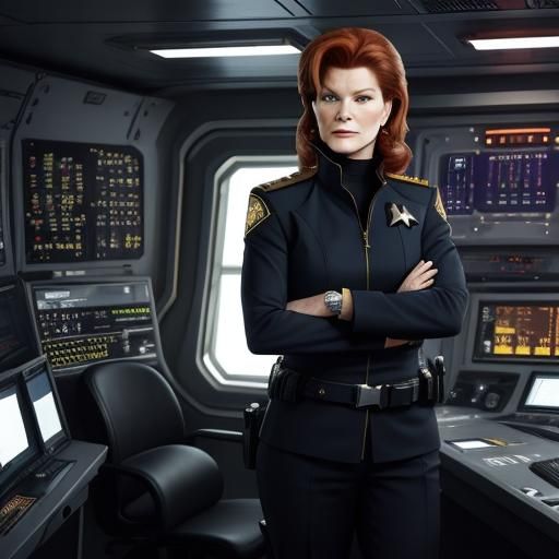 Kate Mulgrew as Kathryn Janeway, Captain Janeway on the USS-...