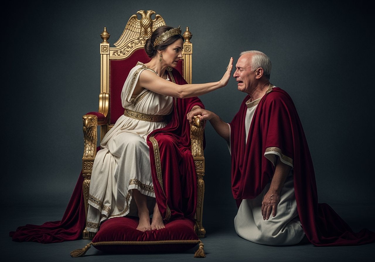 Fierce Roman Empress Slapping Senator: Photorealistic Image