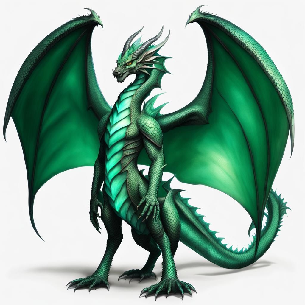 Majestic Emerald Dragon in Dark Fantasy Style
