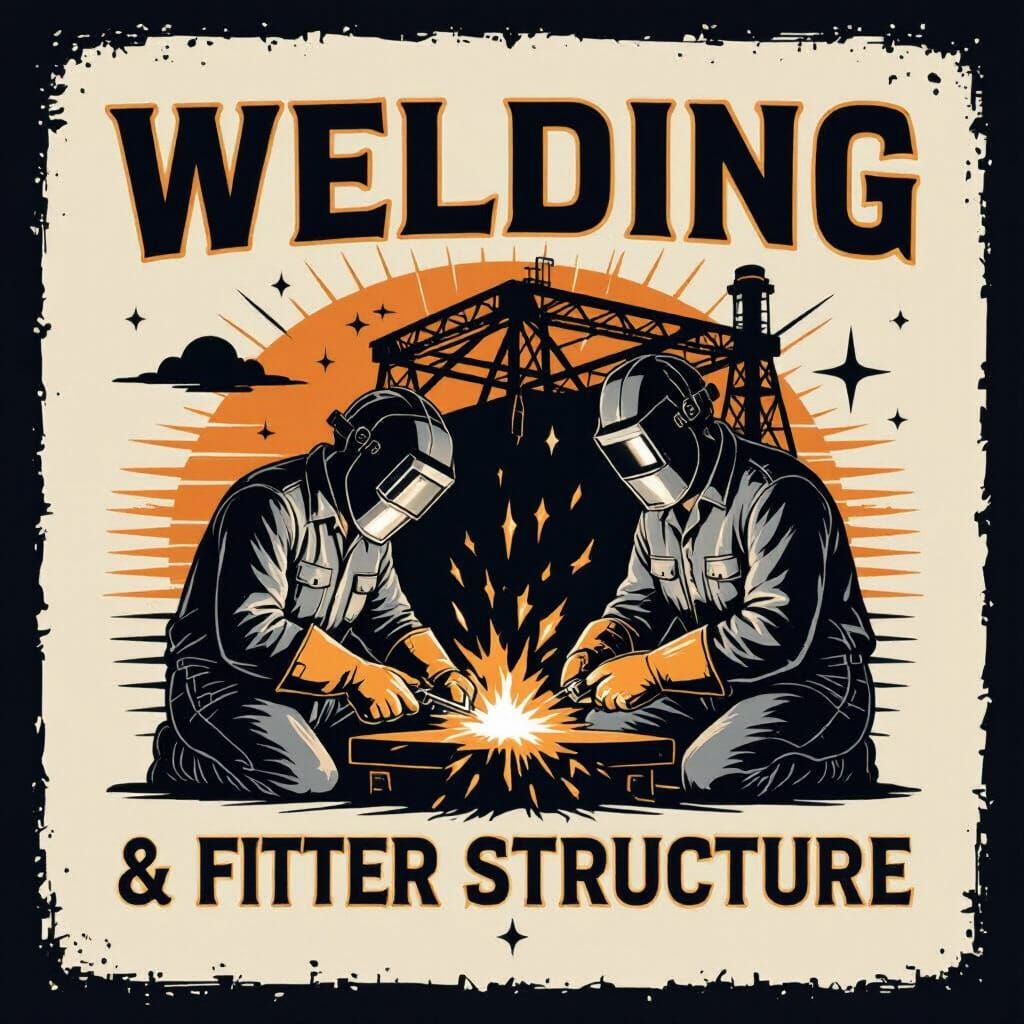Welding and Fitter Structure T-Shirt Design Vector Art