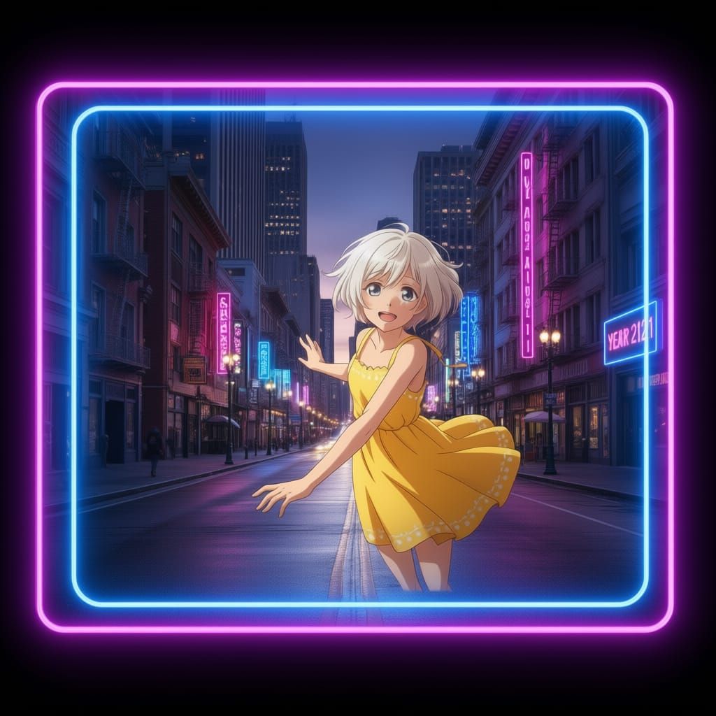 San Francisco 2121: Neon Glow Postcard