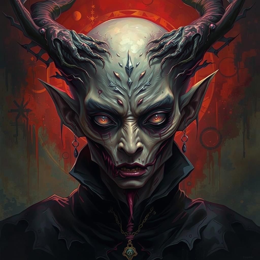 Grotesque Vampire Queen in Gothic Horror Style