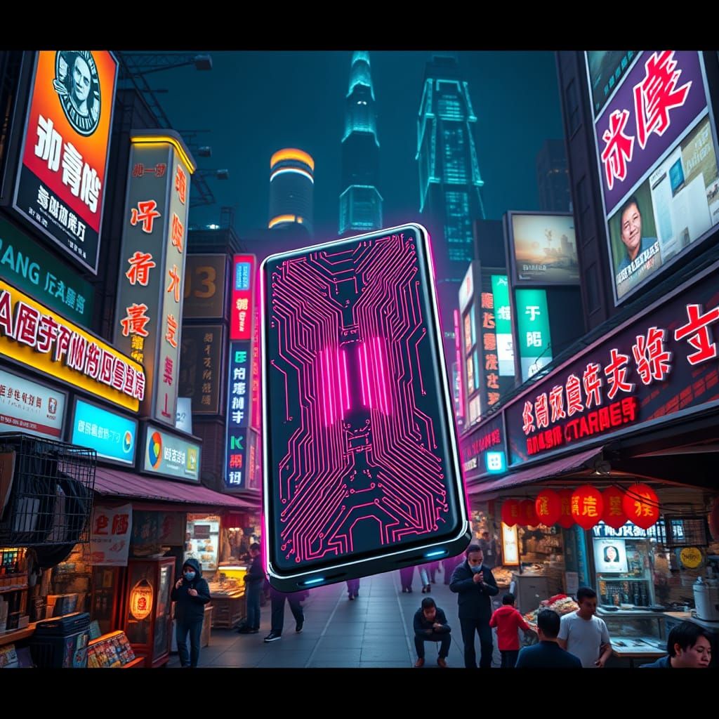Neon-Lit Power Bank in Futuristic Electronics Market