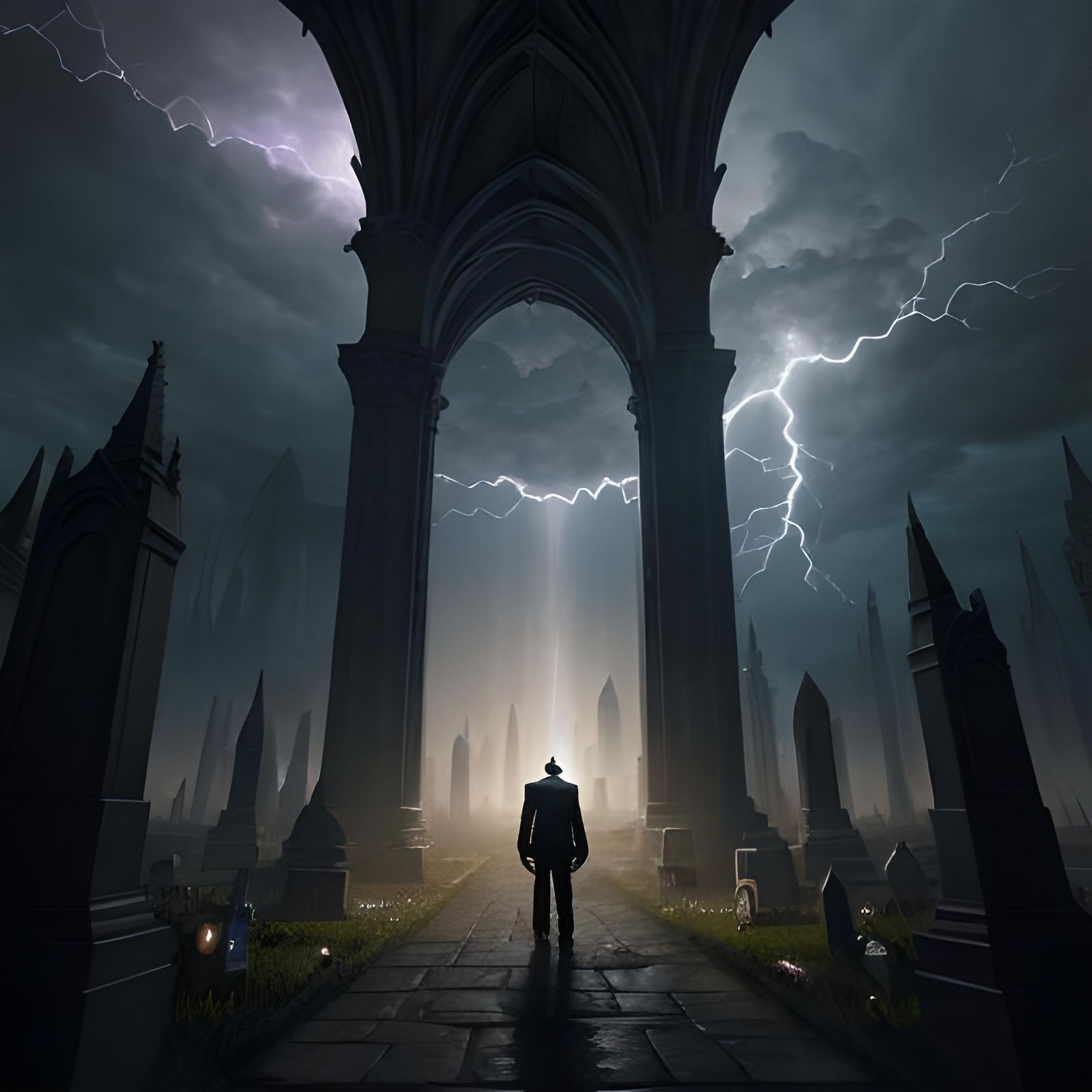 Gothic Grave Under Stormy Twilight in Unreal Engine