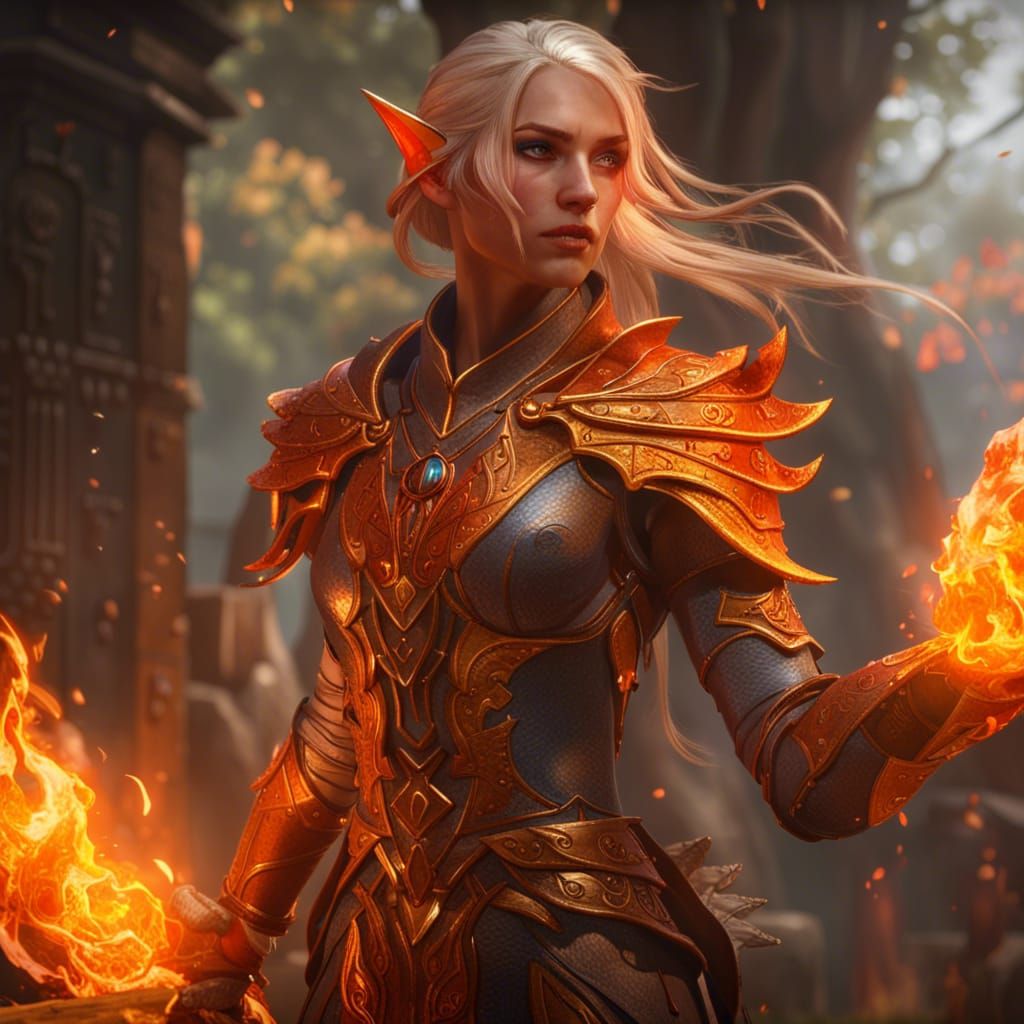 Warrior Fire Elf Concept Art in 8K