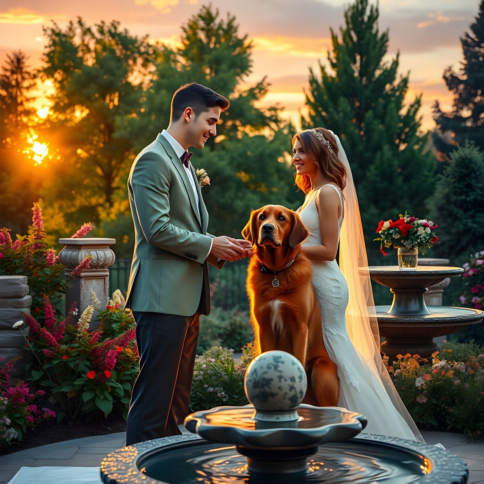 Joyful Wedding Vows in a Vibrant Landscape