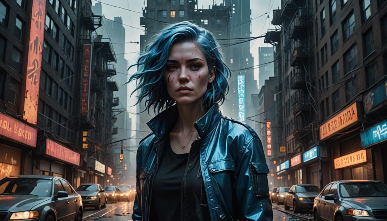 Cyberpunk Warrior Unleashes Frenzied Blade Attack in Gritty ...