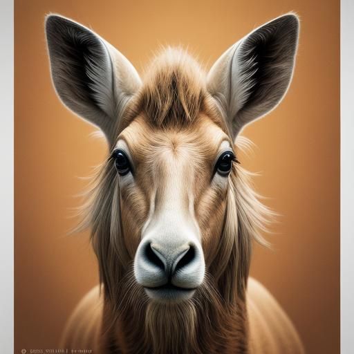 Saiga Antelope Angel Portrait in Hyperrealism