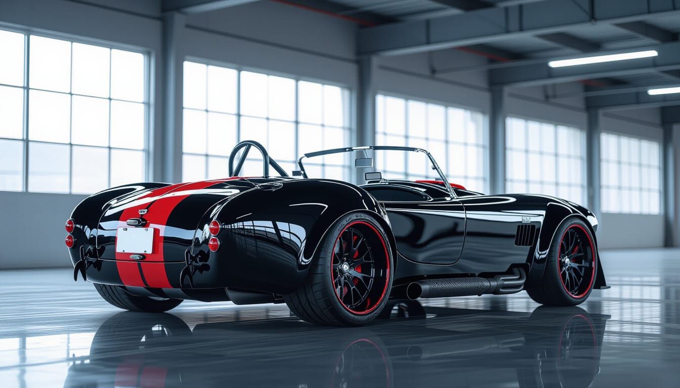 Customized Black AC Cobra with Red Stripes