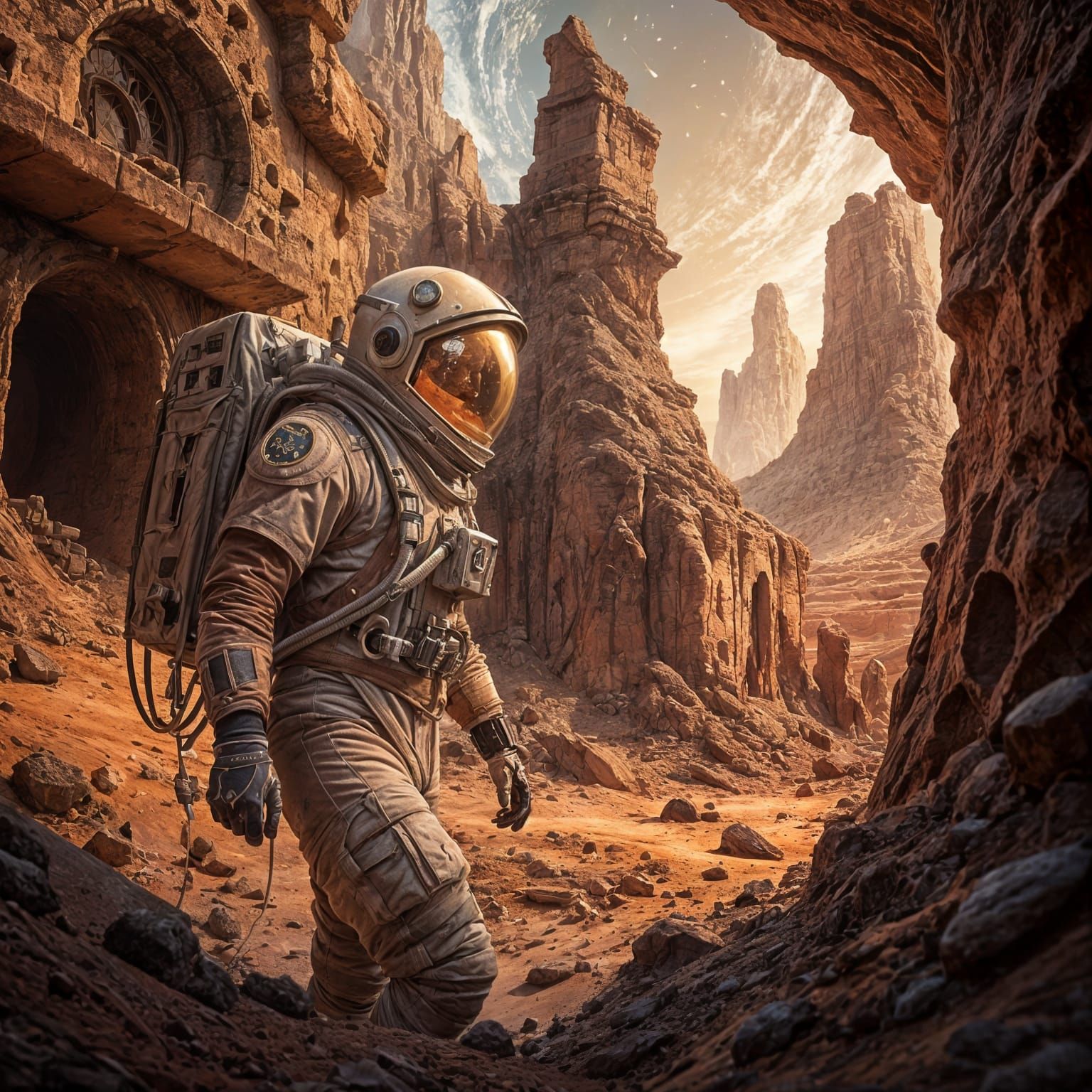 Astronaut Discovers Ancient Ruins on Mars, 4k Detailed Lands...