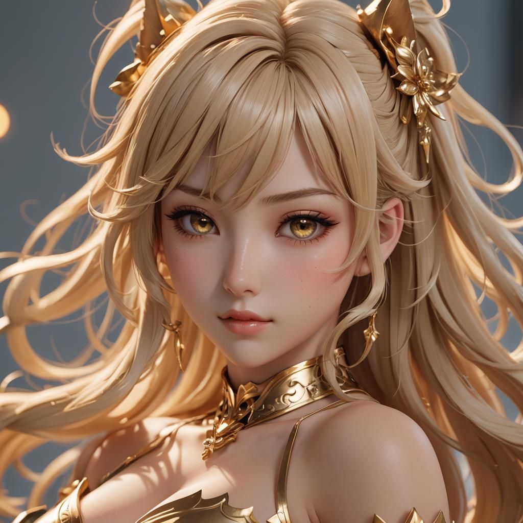 Seductive Blonde Woman in 3D Anime Art