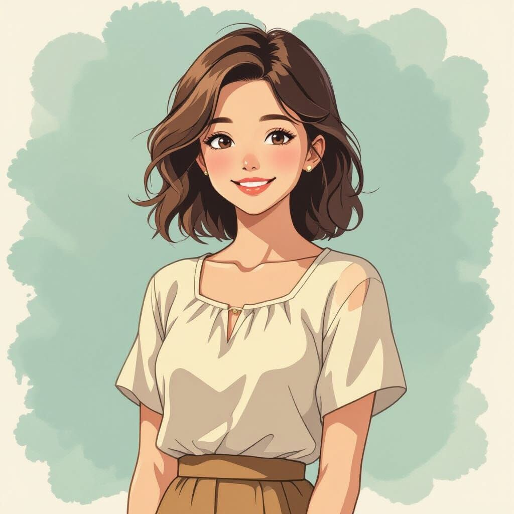 Whimsical Portrait in Ghibli Style