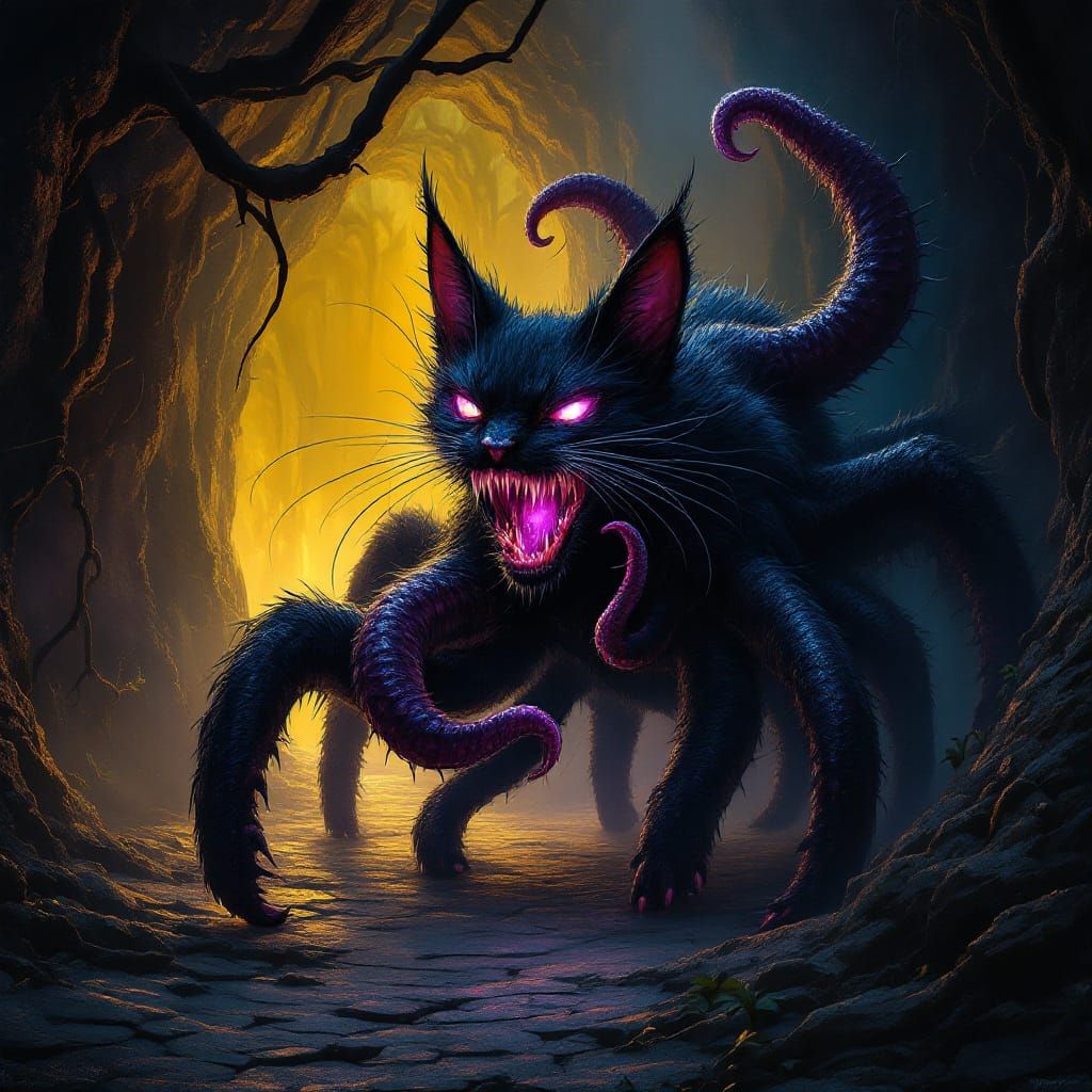 Six-Legged Cat Guardian at Labyrinth Entrance