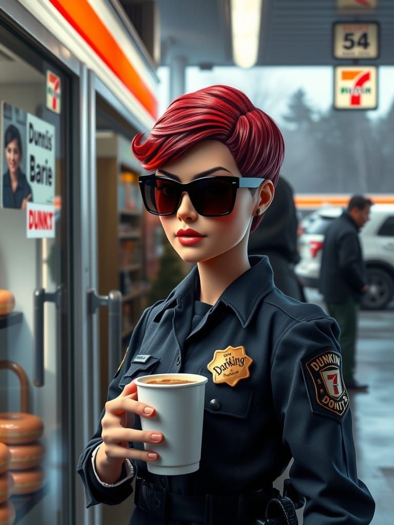 Hyperrealistic Portrait of a Female Police Officer in a 7-El...