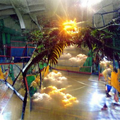 Basketball Court in Divine Jungle Sunlight