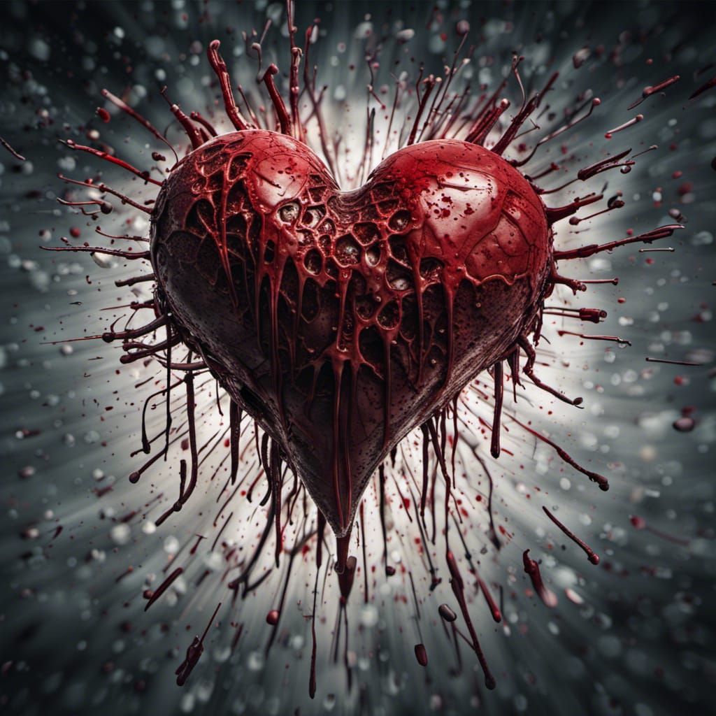 Exploding Heart in Hyperrealistic Detail
