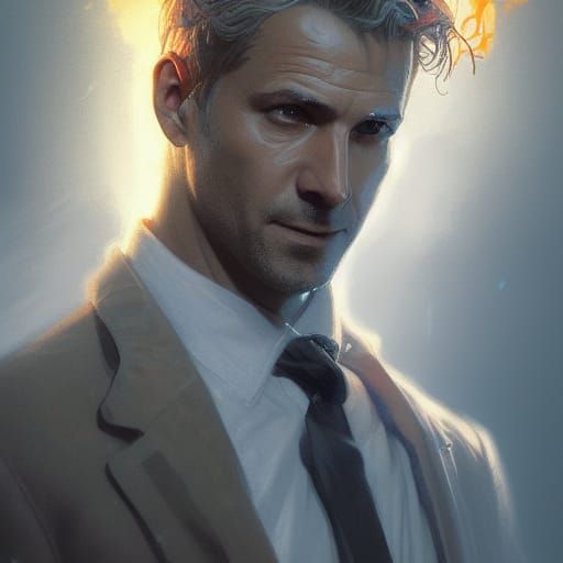 John Constantine at Hell's Gateway: Art Nouveau Portrait