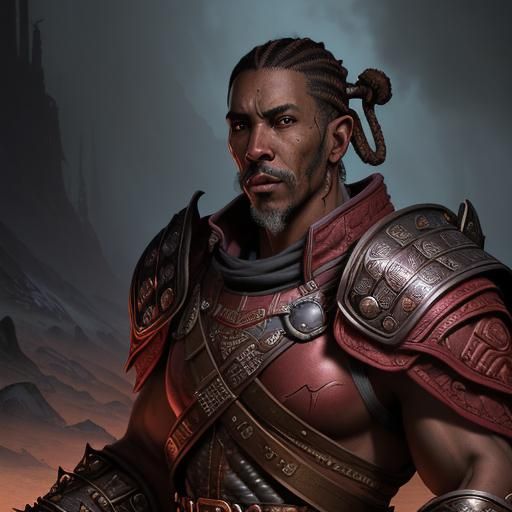 Redguard Male Portrait in Comic Book Style