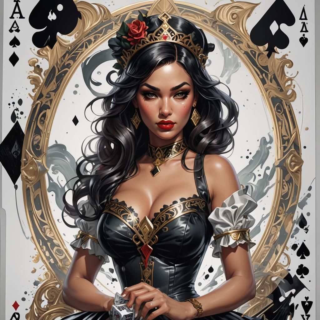Pinup Girl Black Ace of Spades Card in Digital Art