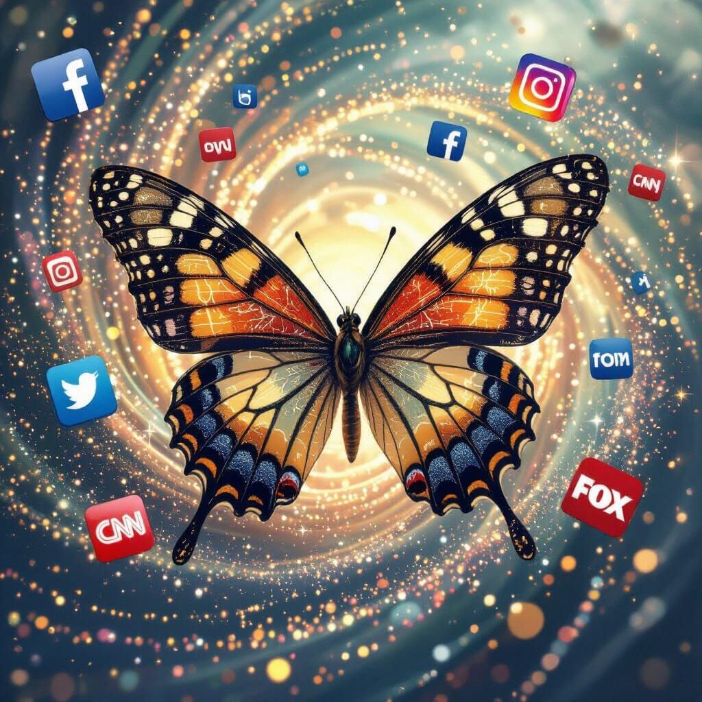 Butterfly of Social Media in Dreamlike Style