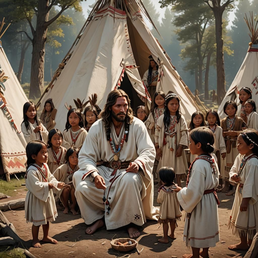 Jesus Christ Teaches Native American Children