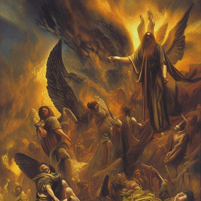 Fallen Angels Oil Painting Illustration