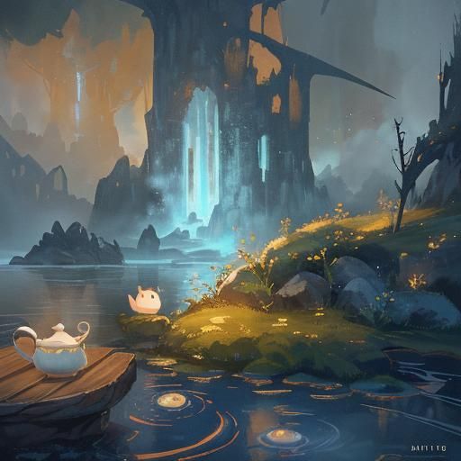 Teacup Sugar Cube: Whimsical Fantasy Concept Art